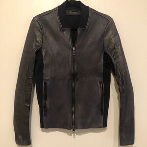 Rare GUCCI Ribbed Leather Mixed-Media Bomber Jacket Size IT 50 (US Med)